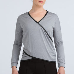 The Emily Wrap Top in Heather Grey